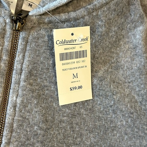 Women’s Coldwater Creek Zip Up Hoodie Gray Textured Size Medium NWT $59 - Picture 3 of 6
